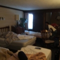 Messy hotel room